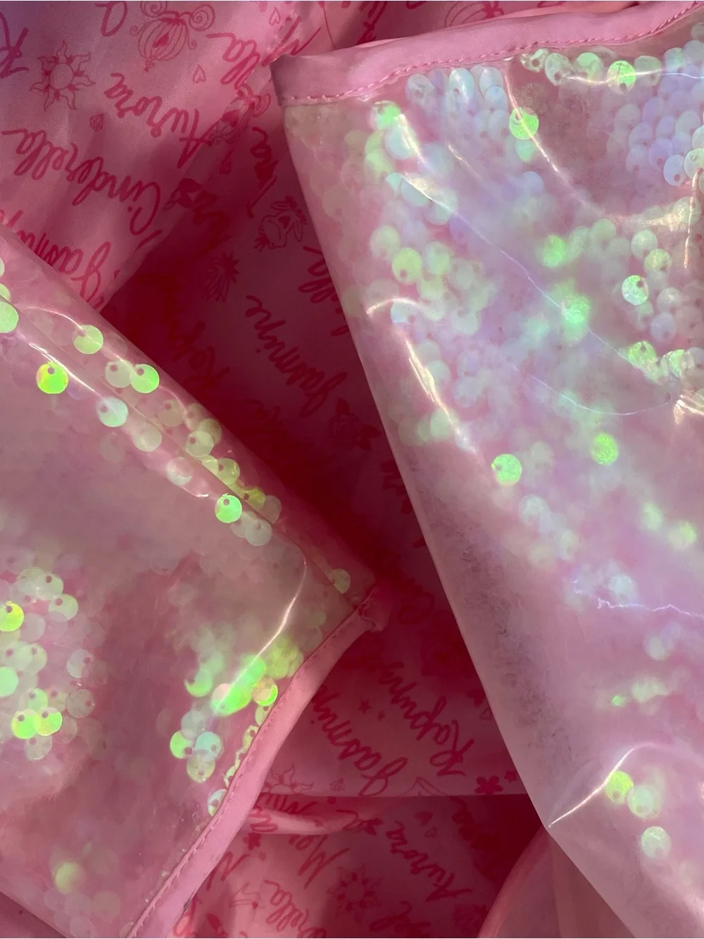 Disney Pink Iridescent Sequin Kids Raincoat